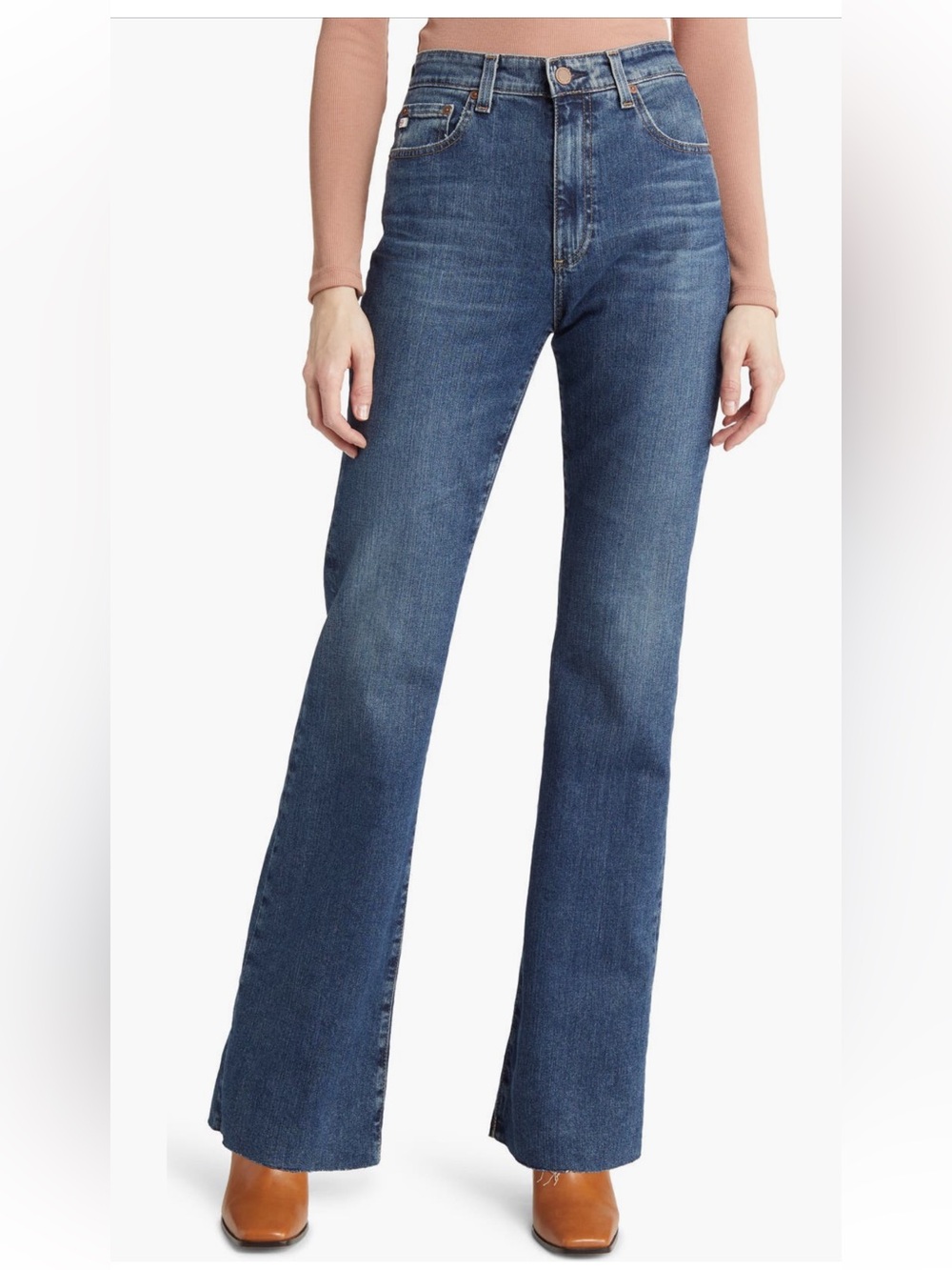 AG Alexxis High Waisted Bootcut Raw Hem Jeans Size 24